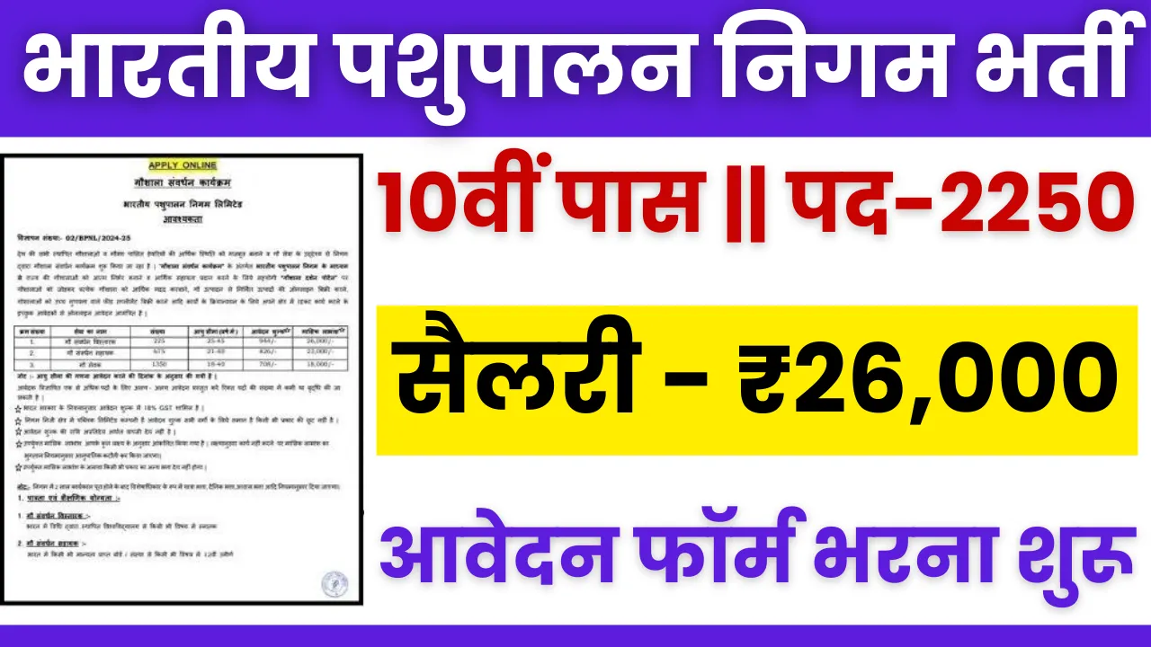 Bhartiya Pashupalan Nigam Vacancy